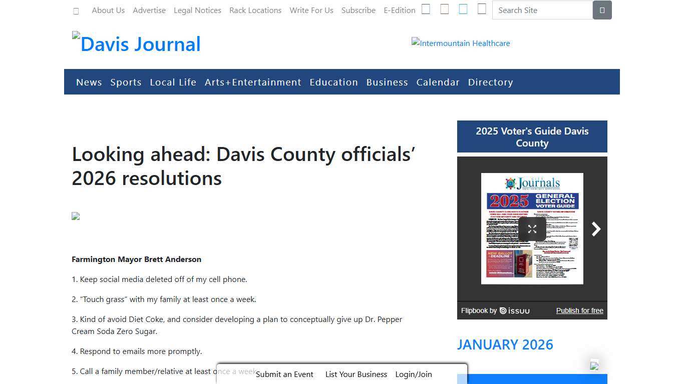 Looking ahead: Davis County officials’ 2026 resolutions Davis County News