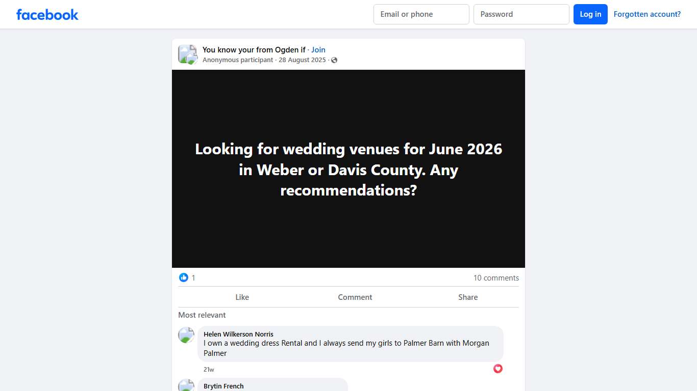 You know your from Ogden if Looking for wedding venues for June 2026 in Weber or Davis County Facebook